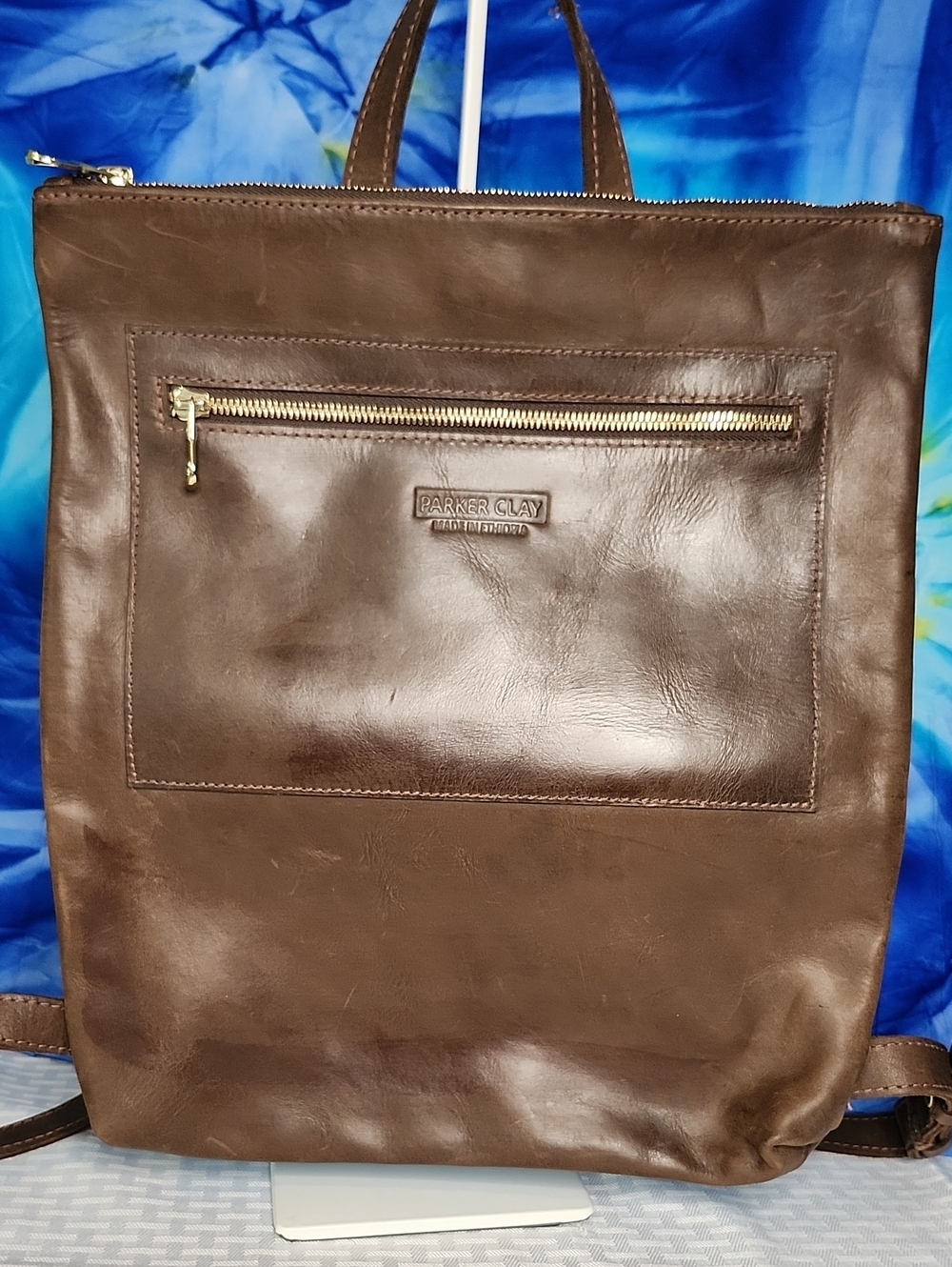 Parker Clay Miramar Leather Backpack Tote Dark Brown